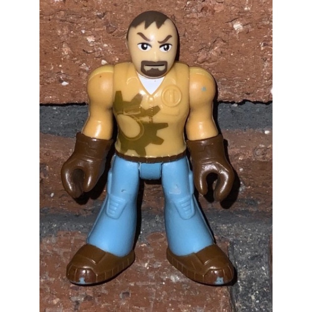 Imaginext Fisher-Price Mechanic Mini Figure Toy Mask Tan Gear Shirt Blue Jeans